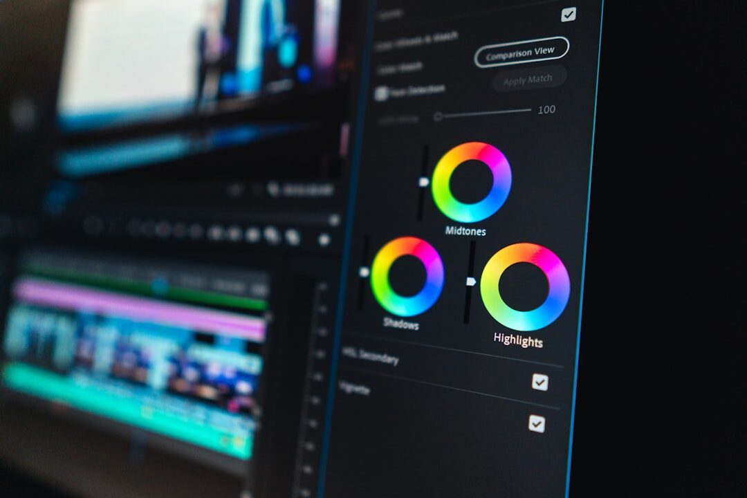 Video editing timeline on computer screen
